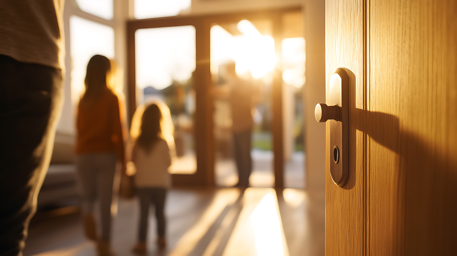 Familie kommt nach Hause – moderne Sicherheitstechnik in Wien für sicheren Schutz von Haus und Wohnung